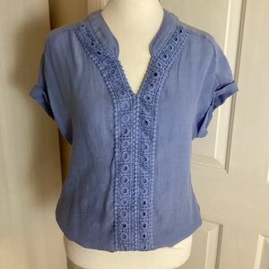 Ivy Ridge Blue Embroidered Blouse